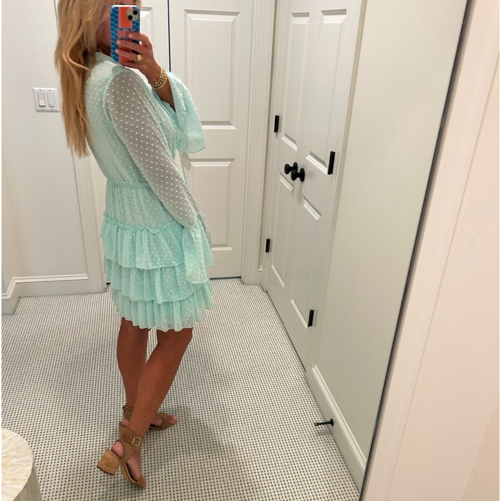 Allison New York pastel green tiered ruffle mint dress size Medium